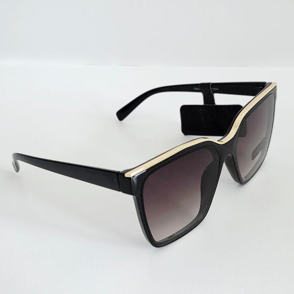 House of Harlow 1960 Black & Gold Square Cat Eye Sunglasses 100% UV - Picture 4 of 8